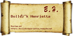 Bollók Henrietta névjegykártya